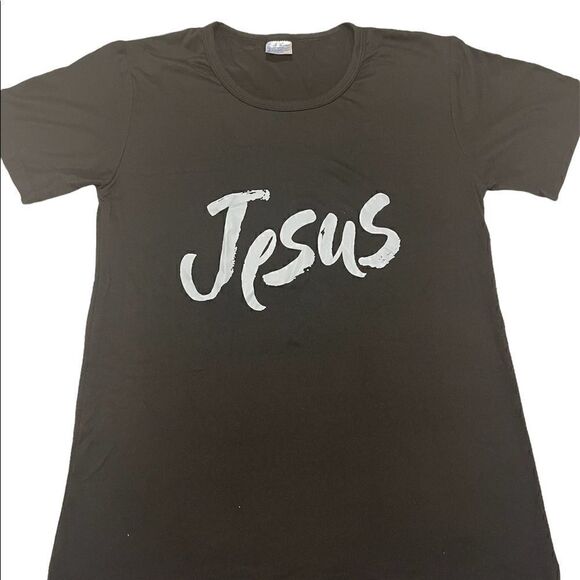 ⭐️ Brand New Medium Black Jesus  Printed T-shirt Women - Picture 3 of 4